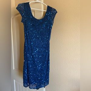 Blue Sequin fitted dress